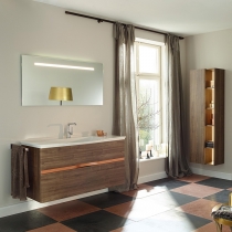 BURGBAD Orell База подвесная с умыв.из мин. литья 123х50х64см.2 выдв ящика, вкл сифон, 1 отв под смеситель, F3170, ручка G0136 с зеркалом, цвет: капучино 