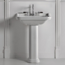 Kerasan Waldorf Раковина 80х55 см, 3 отв., с пьедесталом, цвет: белый/хром