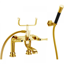 CISAL Cherie Смеситель на борт ванны двухрычажный, с душевым комплектом, цвет: золото/черный