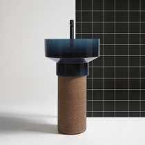 ANTONIO LUPI Borghi Раковина накладная &amp;Oslash;50х33 см, с пьедесталом, Cristalmood, с донным клапаном, цвет Ceruleo