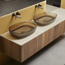 Antonio Lupi Senso Раковина 60х40х15см., накладная, без отв., без перелива, Cristalmood, цвет: Nebbia