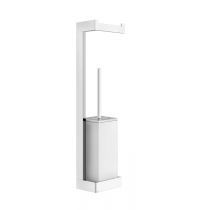 Gessi Rettangolo Стойка 55.1см., с держателем для туалетной бумаги и ершиком, подвесная, цвет: хром/белый