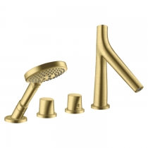 Axor Starck Organic Смеситель на борт ванны, на 4 отв., с ручным душем, цвет: шлифованная медь