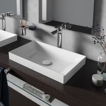 TOTO TR Lavatory Раковина 60x38x13.7 см, без отв., полувстраиваемая, с переливом, CeFiONtect, LinearCeram, цвет: белый 