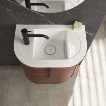 Burgbad Lavo 2.0 Комплект мебели 53х35х49.2см., с 1 отверстием для смесителя слева, 1 дверь, раковина белая, ручка черная, подвесной, цвет: Eiche Dekor Rost