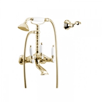 Gattoni  Vivaldi Lever Смеситель для ванны с низким держателем, с душевой лейкой и шлангом, цвет: золото