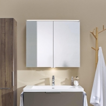 BURGBAD Eqio Зеркальный шкаф с LED подсветкой 5Вт IP24, 90х80х17см,2 зерк двери с обоих сторон, стекл полки, вкл/выкл, цвет: белыйF2009