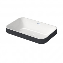 Duravit Happy D.2 Plus Раковина 60х40 см, без отв., без перелива, с выпуском, с керамической крышкой, WonderGliss, цвет: Anthracite matt/белый