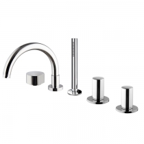 Carlo Frattini So Смеситель на борт ванны двойной, с изливом, с душевым комплектом, цвет: хром