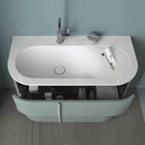 Burgbad Lavo 2.0 Комплект мебели 102х49.5х73.2см., левый, 3 ящика, раковина белая с сифоном, с 1 отв для смесителя, ручки хром, подвесной, цвет: Eisblau Softmatt