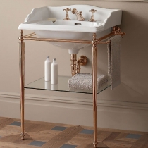 Devon&amp;amp;Devon Tiffany Декоративная структура 79х41см, с раковиной на 1 отв., напольная, цвет: золото/белая