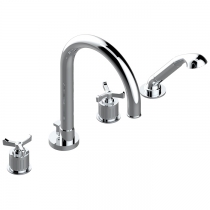 THG Hamptons Смеситель на борт ванны, 4 отв., с ручным душем, цвет: хром