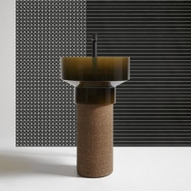 ANTONIO LUPI Borghi Раковина накладная &amp;Oslash;50х90 см, с пьедесталом, Cristalmood, с донным клапаном, цвет Gran Cru