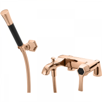 CISAL Cherie Смеситель на борт ванны однорычажный, с душевым комплектом, цвет: розовое золото/черный