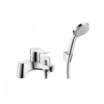 Hansgrohe Metris Смеситель на край ванны, на 2 отверстия, с переключающим вентилем и ручным душем Croma 100 Vario, цвет: хром