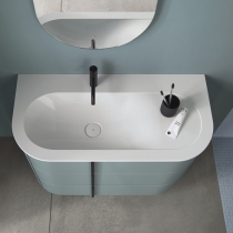 Burgbad Lavo 2.0 Комплект мебели 102х49.5х73.2см., левый, 3 ящика, раковина белая с сифоном, с 1 отв для смесителя, ручки черные, подвесной, цвет: Eisblau Softmatt