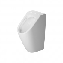 Duravit ME by Starck Писсуар подвесной, Rimless 0,5л., без смывного края, подача воды сзади, с вытяжкой, сток горизонтальный, включая крепление, модель без &amp;bdquo;мушки&amp;amp;quot;, цвет: белый