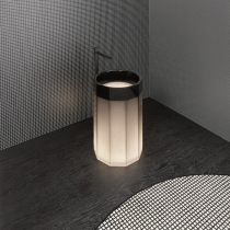 Antonio Lupi Vitreo Раковина напольная &amp;Oslash;50х85см, с подсветкой LED, слив в пол, Cristalmood, пьедестал матовый, цвет: Fume