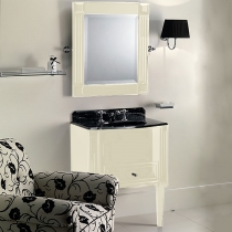Devon&amp;amp;Devon Domino, Комплект мебели 68 см, тумба напольная со столешницей Nero Marquina и встроенной раковиной черной, Цвет: cream