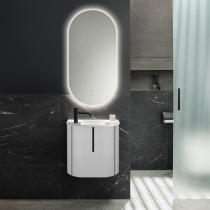 Burgbad Lavo 2.0 Комплект мебели 53х35х49.2см., с 1 отверстием для смес. слева, 1 дверь, раковина белая Velvet, ручка черная, подвесной, цвет белый глянцевый