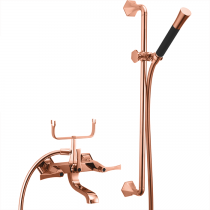 CISAL Cherie Смеситель для ванны двухрычажный, с душевым комплектом, цвет: розовое золото/черный