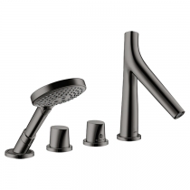 Axor Starck Organic Смеситель на борт ванны, на 4 отв., с ручным душем, цвет: полированный черный хром