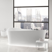 Novellini Infinitive Ванна пристенная 170х94х70cм., в комплекте со смесителем хром, с донным клапаном click-clack, novotech, цвет: белый матовый