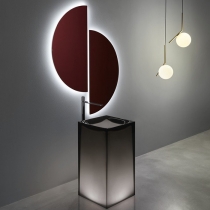 Antonio Lupi Aura Раковина 45х45х85 см, без отв., напольная, слив в пол, с дон. клапан, сифоном и трубой слива, Cristalmood, цвет: Fum&amp;eacute;