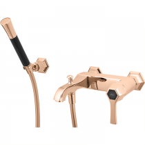 CISAL Cherie Смеситель для ванны однорычажный, с душевым комплектом, цвет: розовое золото/черный
