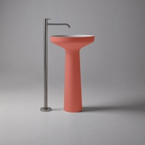 Antonio Lupi Ago Раковина 50х85 см, без отв., напольная, слив в пол, с сифоном, гибким шлангом и донным клапан, Flumood, внешний цвет: Bambola, внутри белый