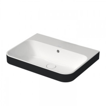 Duravit Happy D.2 Plus Раковина накладная, 60х46см., без отв., выпуск с керамической крышкой, WonderGliss, цвет: Anthracite matt/белый