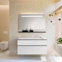 Burgbad Fiumo Комплект подвесной мебели 122х49х61см, с раковиной на 1 отв., ручки черные матовые, цвет: белый матовый