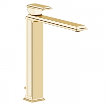 Gessi Eleganza Смеситель для раковины на 1 отверстие, высокий, с донным клапаном, цвет: шлифованное золото