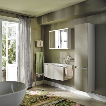 Burgbad Yso Комплект подвесной мебели 89.5x49x45 см, цвет песочный глянцевый с полотенцедержателем слева. цвет: хром.