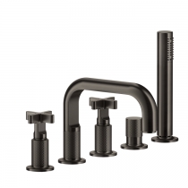 Gessi Inciso+ Смеситель для ванны на 5 отверстий с изливом, переключателем, ручным душем и шлангом 1,50 м., цвет: black XL