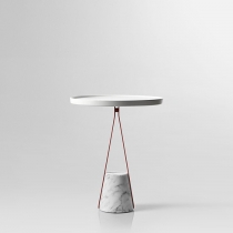 Antonio Lupi Halo Столик напольный &amp;Oslash;40х48см., база из мрамора Carrara satinato, столешница белая из Flumood, структура Veneziano goffrato