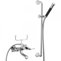 CISAL Cherie Смеситель для ванны двухрычажный, с душевым комплектом, цвет: хром/черный