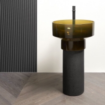 ANTONIO LUPI Borghi Раковина накладная &amp;Oslash;50х33 см, с пьедесталом, Cristalmood, с донным клапаном, цвет Gran Cru