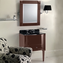 Devon&amp;amp;Devon Domino,Комплект мебели 68 см, тумба напольная со столешницей Nero Marquina и встроенной раковиной черной, Цвет: fango