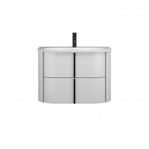 Burgbad Lavo 2.0 Комплект мебели 72х49.5х49.2см., 2 ящика, раковина Velvet с сифоном, с 1 отв., ручки черные, подвесной, цвет: белый глянцевый