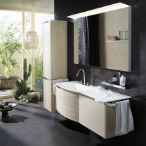 Burgbad Yso Комплект подвесной мебели 158x49x45 см, с круглым керамическим умывальником. раковина слева,  цвет: аутентичный дуб