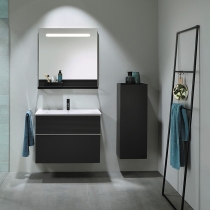 Burgbad Fiumo Комплект подвесной мебели 82х49х61см, с раковиной на 1 отв., ручки белые матовые, цвет: Graphit Softmatt