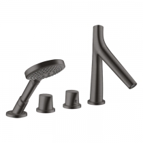 Axor Starck Organic Смеситель на борт ванны, на 4 отв., с ручным душем, цвет: шлифованный черный хром