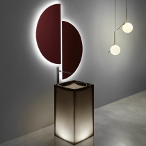 Antonio Lupi Aura Раковина 45х45х85 см, без отв., напольная, слив в пол, с дон. клапан, сифоном и трубой слива, Cristalmood, цвет: Nebbia