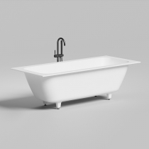 Salini Orlanda Axis Встраиваемая ванна на ножках 190.5х80х60см., круглый слив-перелив, материал: S-Stone, цвет: белый матовый