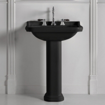 Kerasan Waldorf Раковина 80х55 см, 1 отв., с пьедесталом, керамическая, цвет: черный/хром