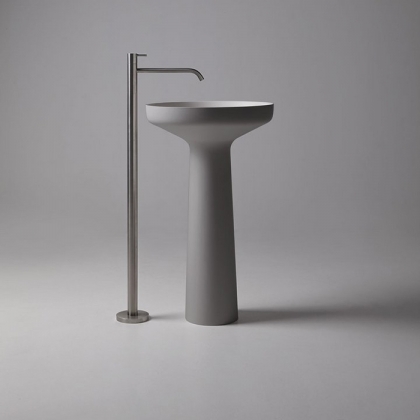 Antonio Lupi Ago Раковина 50х85 см, без отв., напольная, слив в пол, с сифоном, гибким шлангом и донным клапан, Flumood, внешний цвет: Cemento, внутри белый