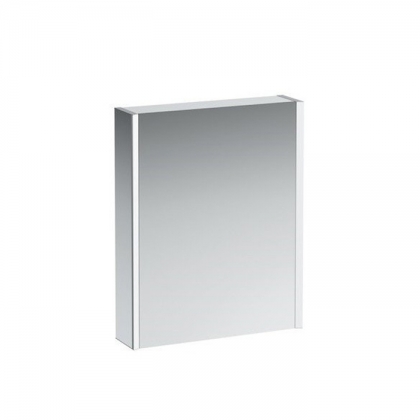 Laufen Frame 25 шкаф зеркальный 60x15x75cм., алюминий, 1 дверца с зеркалом с 2х сторон, SX, сенс. выкл., 2 розетки, 2 верт-х эл-та LED-подсветки (регул-ая яркость), с окружающим освещением (внизу)