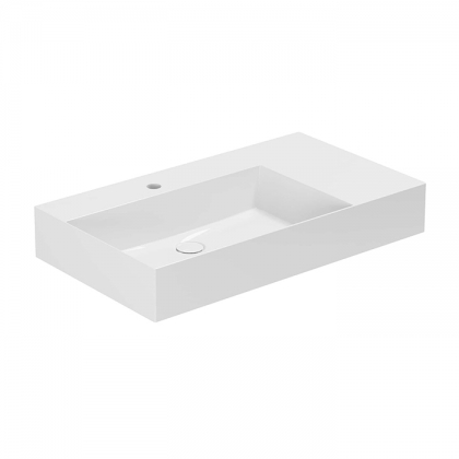 Azzurra Elegance Squared Раковина подвесная/накладная, 81x46xH12,5 см, правая, 1 отв., цвет: Bianco lucido