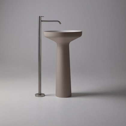 Antonio Lupi Ago Раковина 50х85 см, без отв., напольная, слив в пол, с сифоном, гибким шлангом и донным клапан, Flumood, внешний цвет: Havana, внутри белый